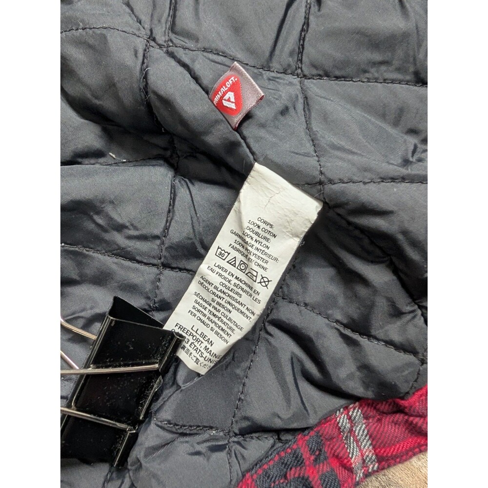 LL L.L. Bean Men's Quilt Lined Plaid Flannel Shirt Jacket Size Small 298234 Red - Picture 5 of 7